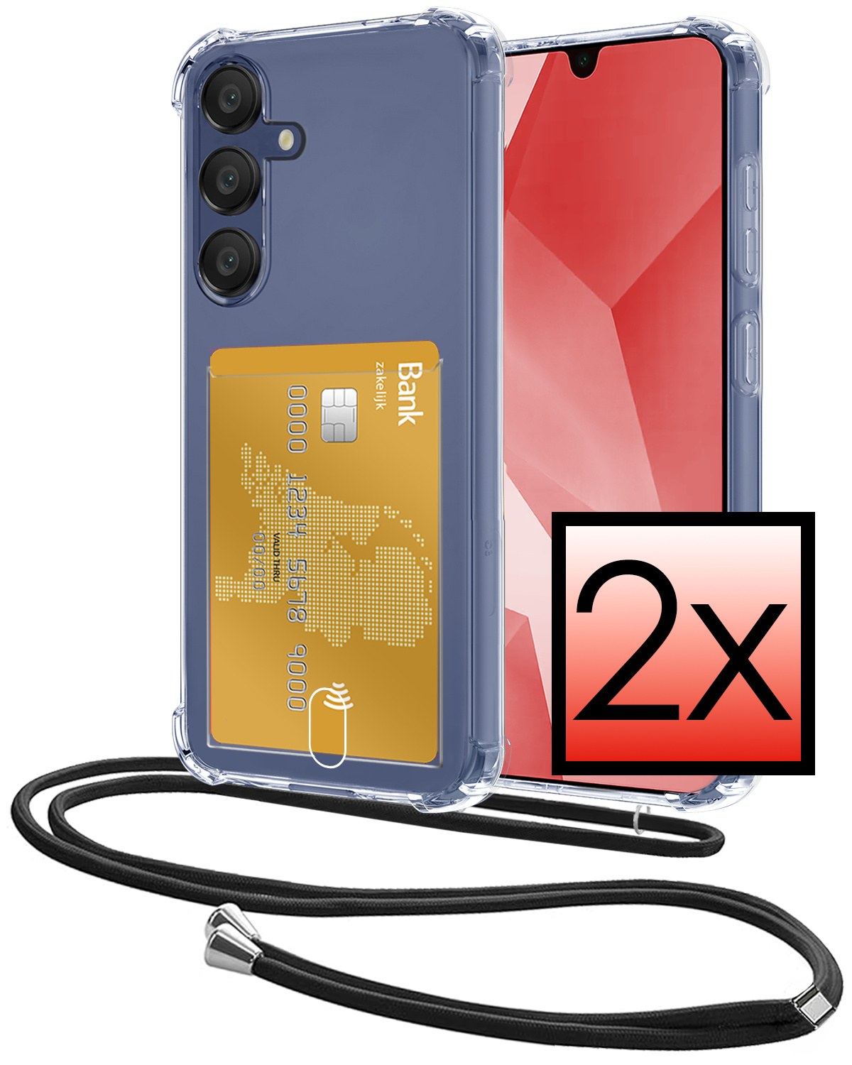 NoXx NoXx Samsung Galaxy A16 Hoesje Pashouder met Koord - 2 PACK