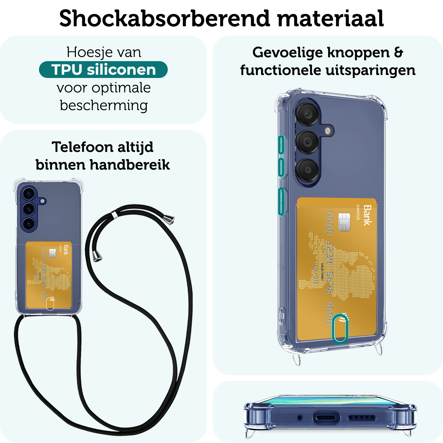 Forterra Forterra Samsung Galaxy A16 Hoesje Pashouder met Koord