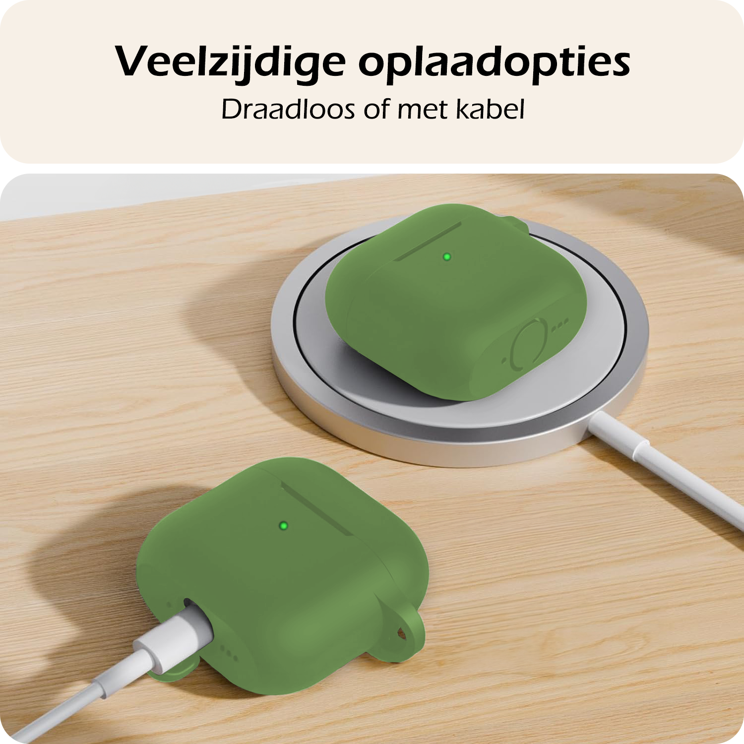 Nomfy Nomfy Siliconen Hoesje Voor Apple AirPods 4 - Donkergroen