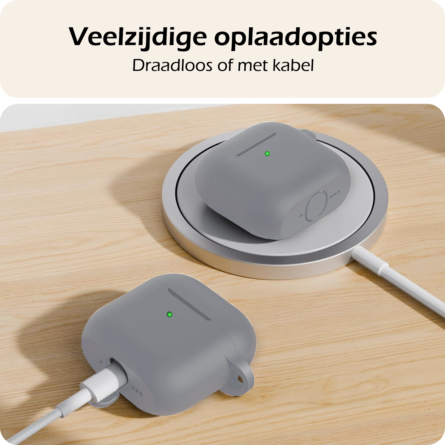Nomfy Nomfy Siliconen Hoesje Voor Apple AirPods 4 - Grijs