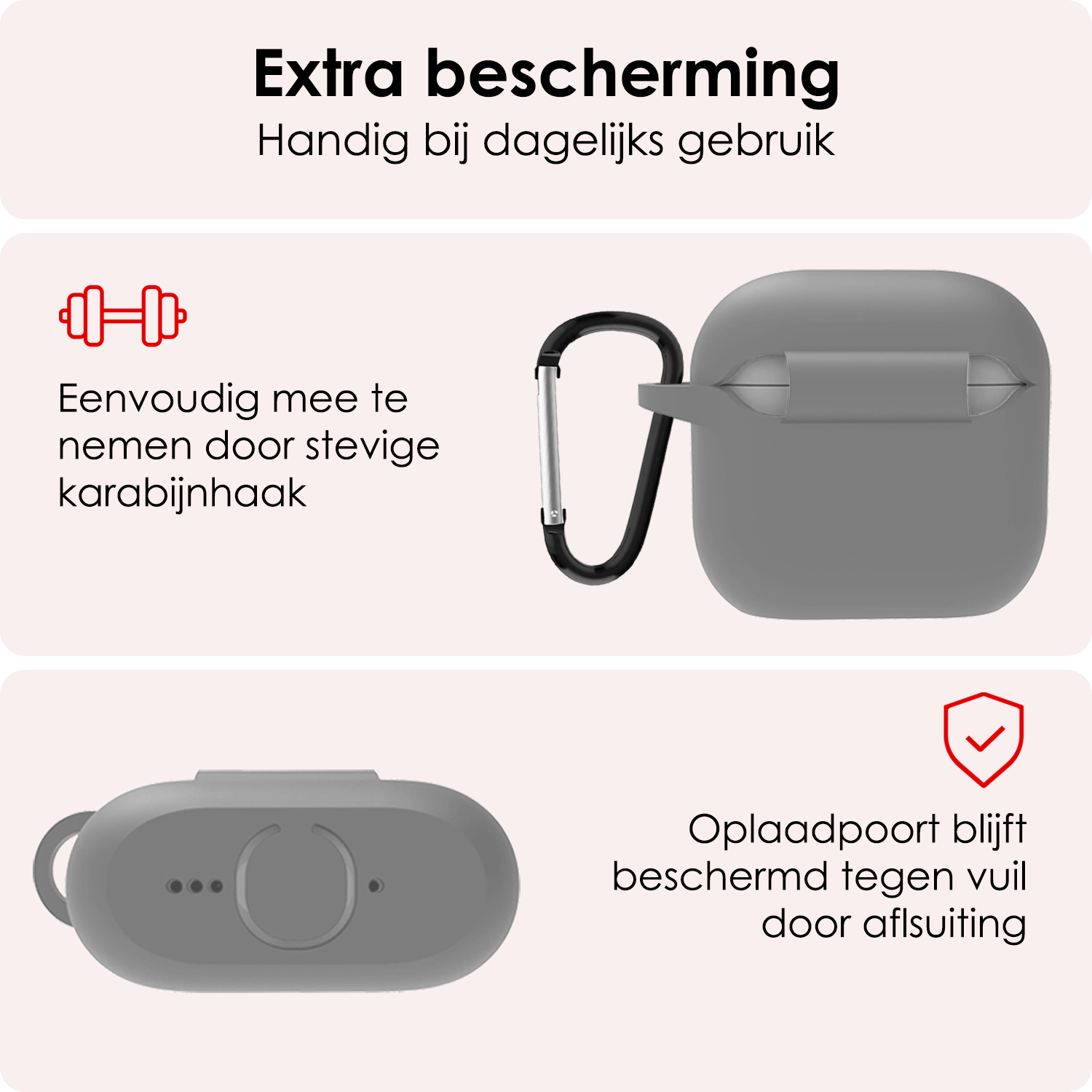 NoXx NoXx Siliconen Hoesje Voor Apple AirPods 4 - Grijs