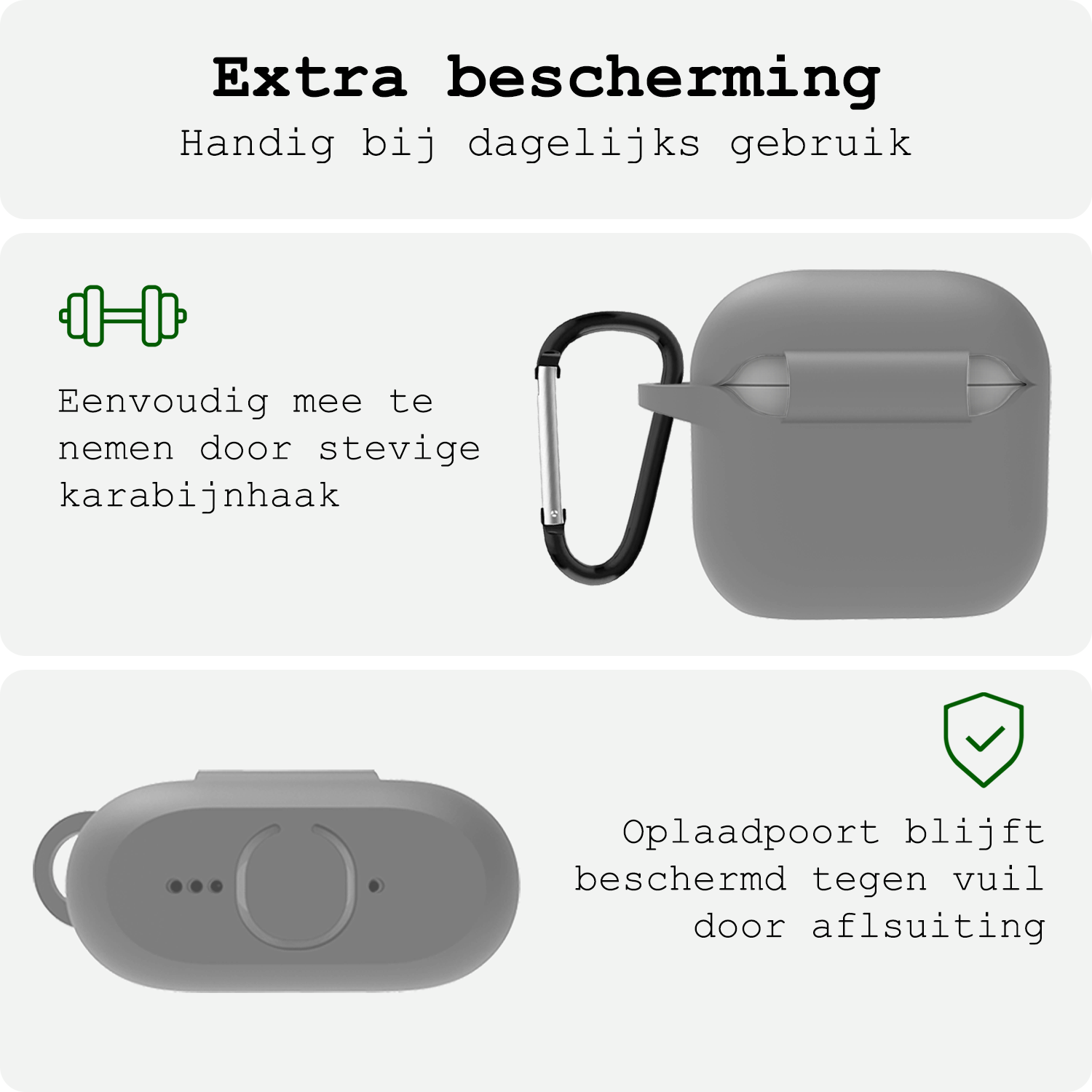 BASEY. BASEY. Siliconen Hoesje Voor Apple AirPods 4 - Grijs