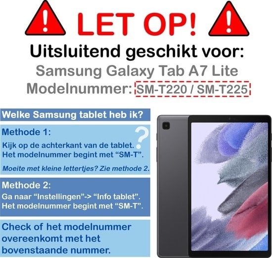 NoXx NoXx Samsung Galaxy Tab A7 Lite (2021) Kinderhoes met 2x screenprotector - Zwart