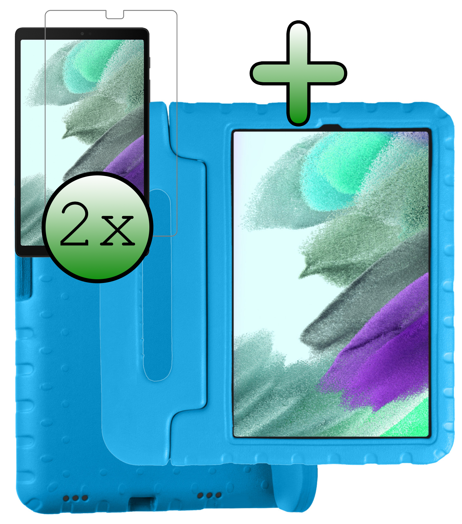BASEY. BASEY. Samsung Galaxy Tab A7 Lite (2021) Kinderhoes met 2x screenprotector - Groen