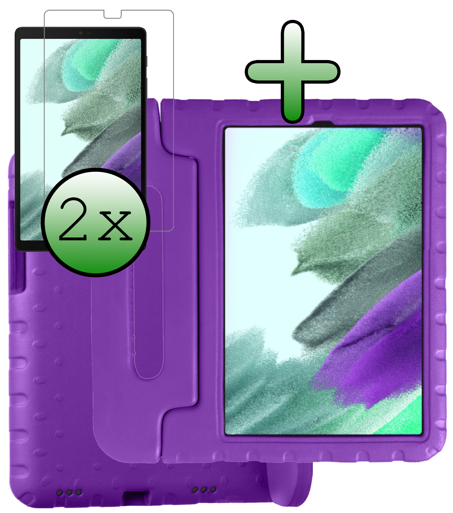 BASEY. BASEY. Samsung Galaxy Tab A7 Lite (2021) Kinderhoes met 2x screenprotector - Paars