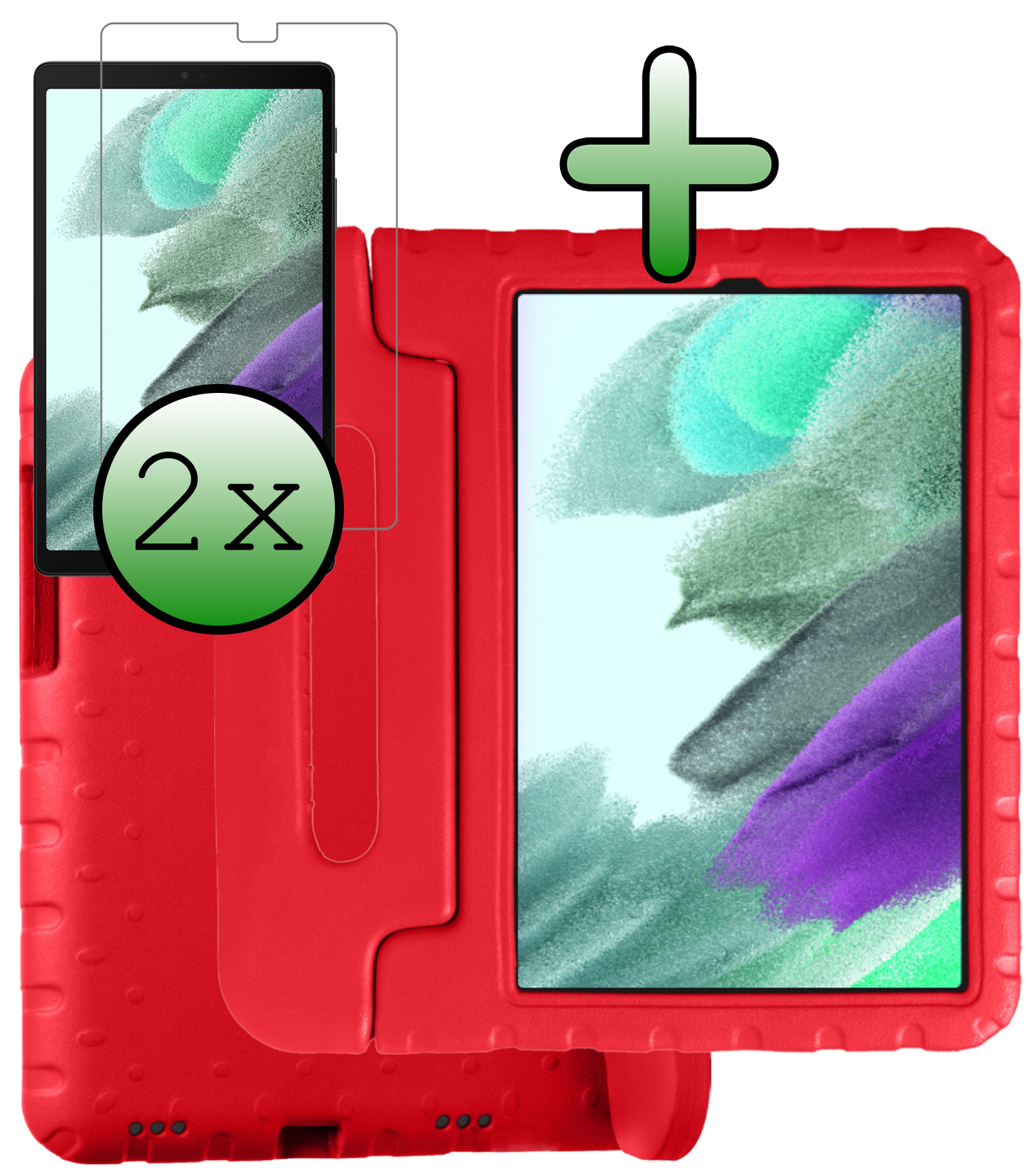 BASEY. BASEY. Samsung Galaxy Tab A7 Lite (2021) Kinderhoes met 2x screenprotector - Zwart