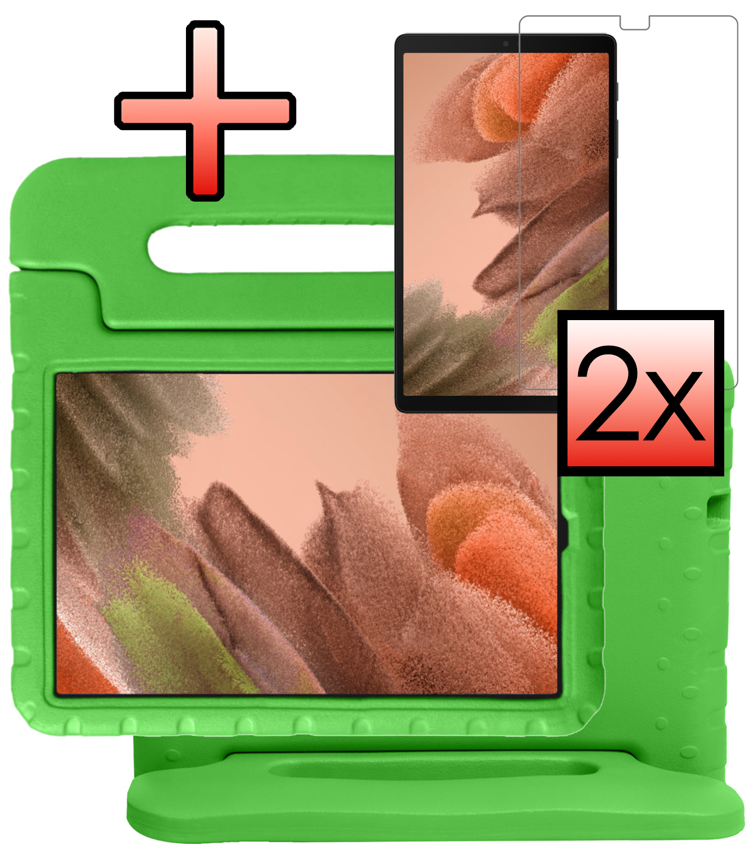 NoXx NoXx Samsung Galaxy Tab A7 Lite (2021) Kinderhoes met 2x screenprotector - Oranje