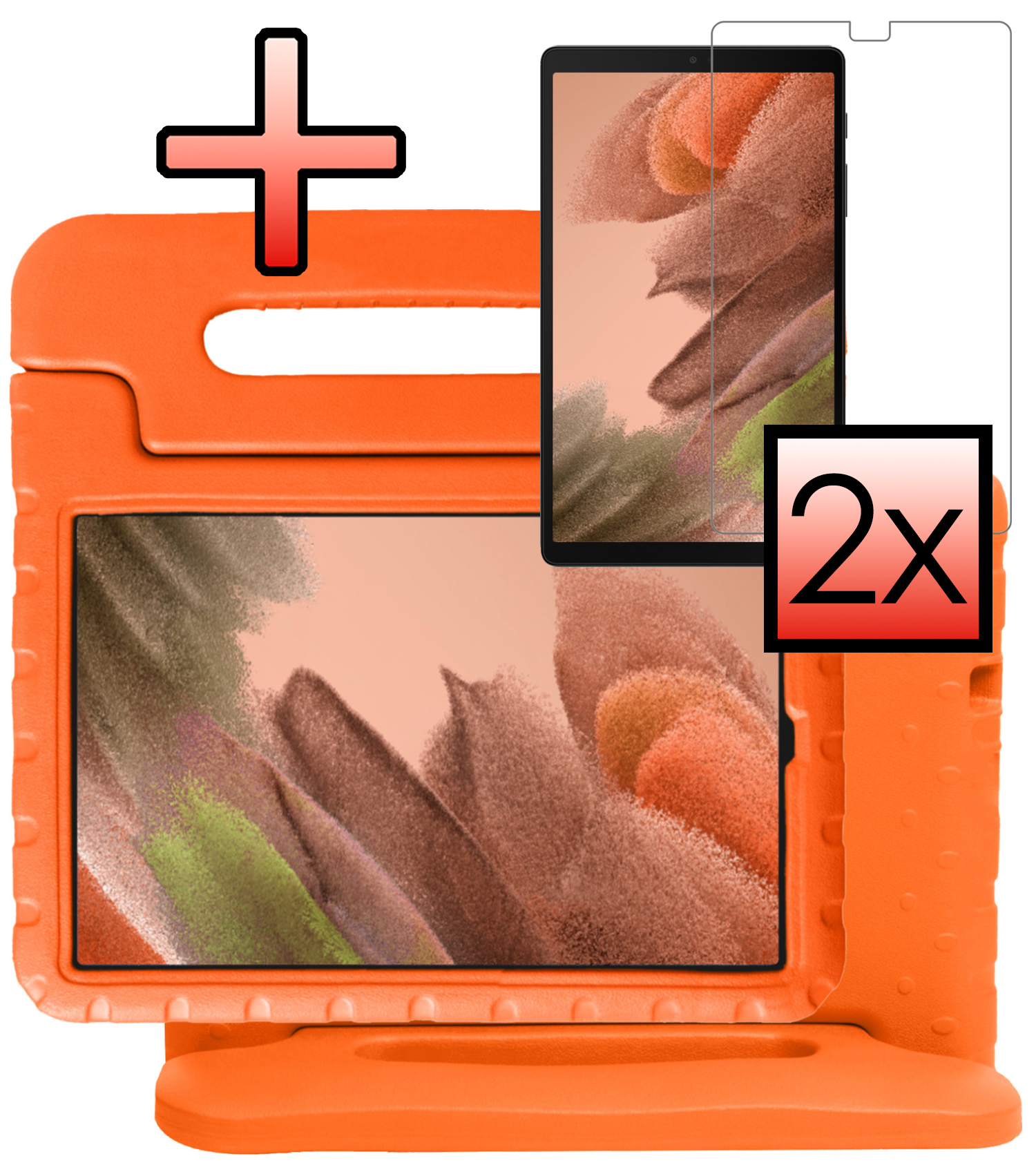 NoXx NoXx Samsung Galaxy Tab A7 Lite (2021) Kinderhoes met 2x screenprotector - Roze