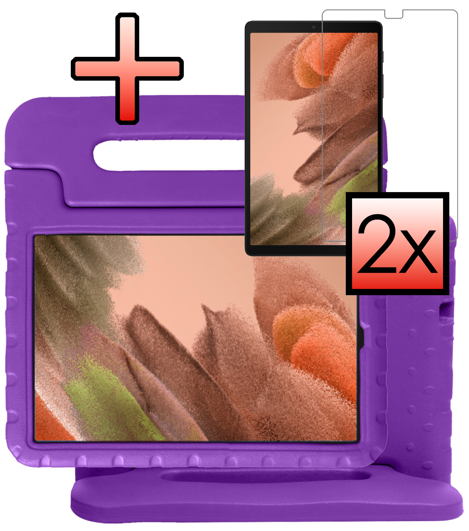 NoXx NoXx Samsung Galaxy Tab A7 Lite (2021) Kinderhoes met 2x screenprotector - Paars