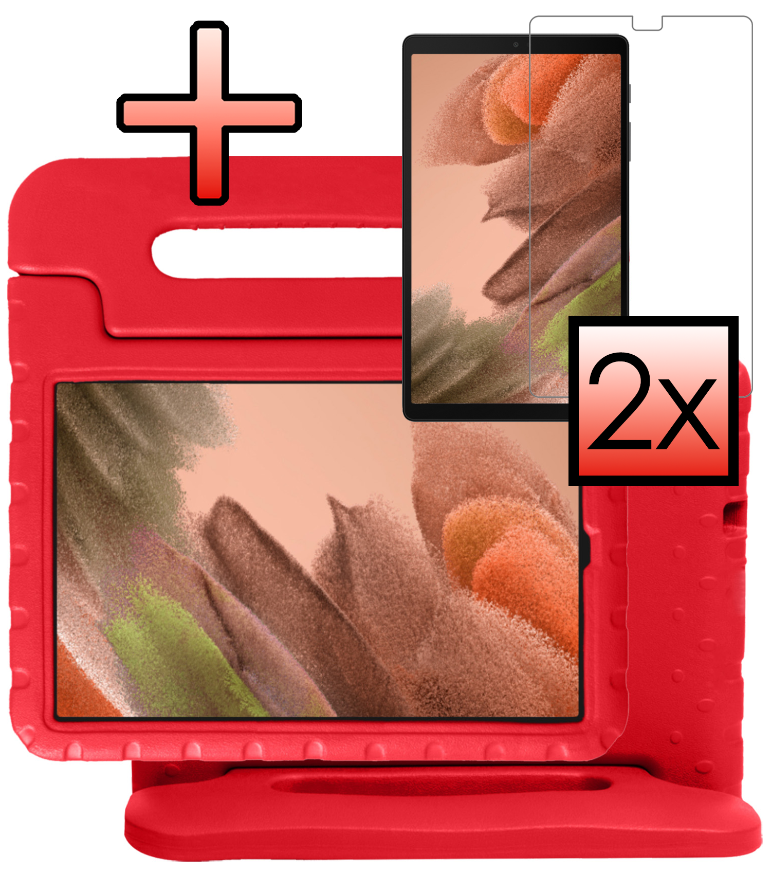 NoXx NoXx Samsung Galaxy Tab A7 Lite (2021) Kinderhoes met 2x screenprotector - Zwart