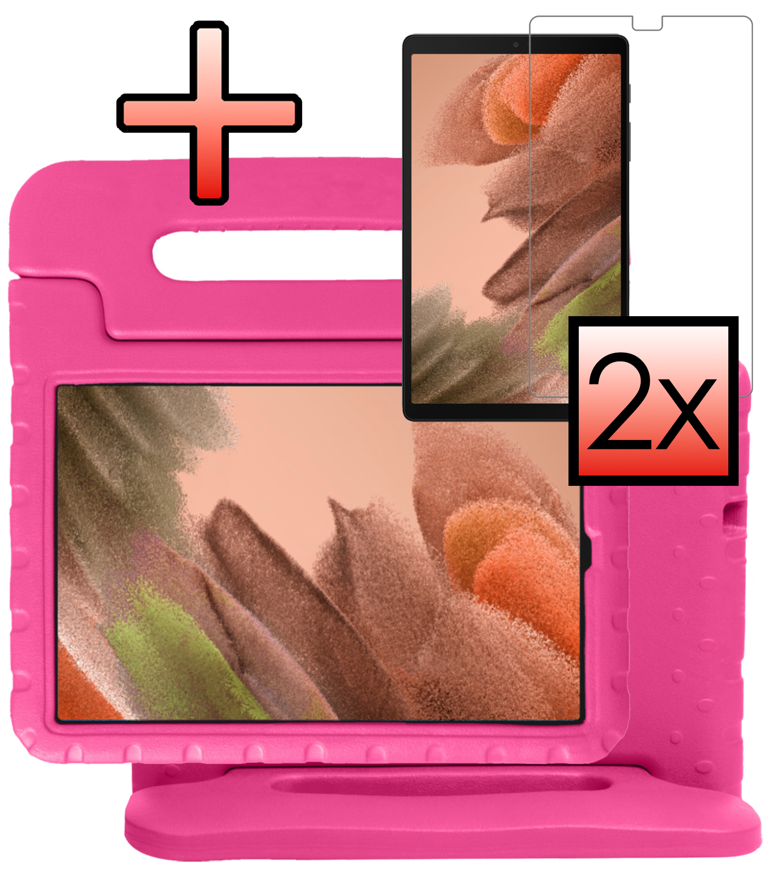 NoXx NoXx Samsung Galaxy Tab A7 Lite (2021) Kinderhoes met 2x screenprotector - Rood