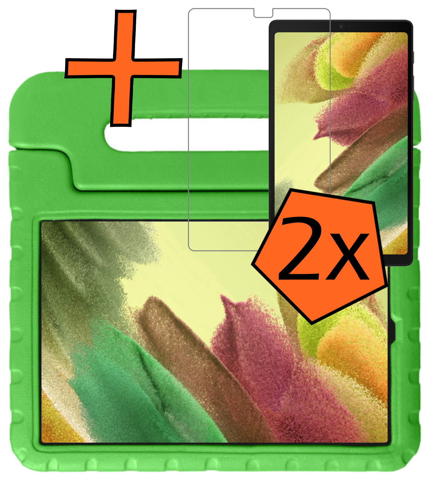 Nomfy Nomfy Samsung Galaxy Tab A7 Lite (2021) Kinderhoes met 2x screenprotector - Oranje