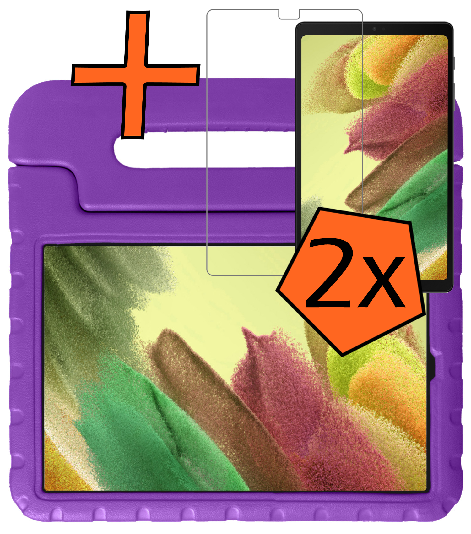 Nomfy Nomfy Samsung Galaxy Tab A7 Lite (2021) Kinderhoes met 2x screenprotector - Paars