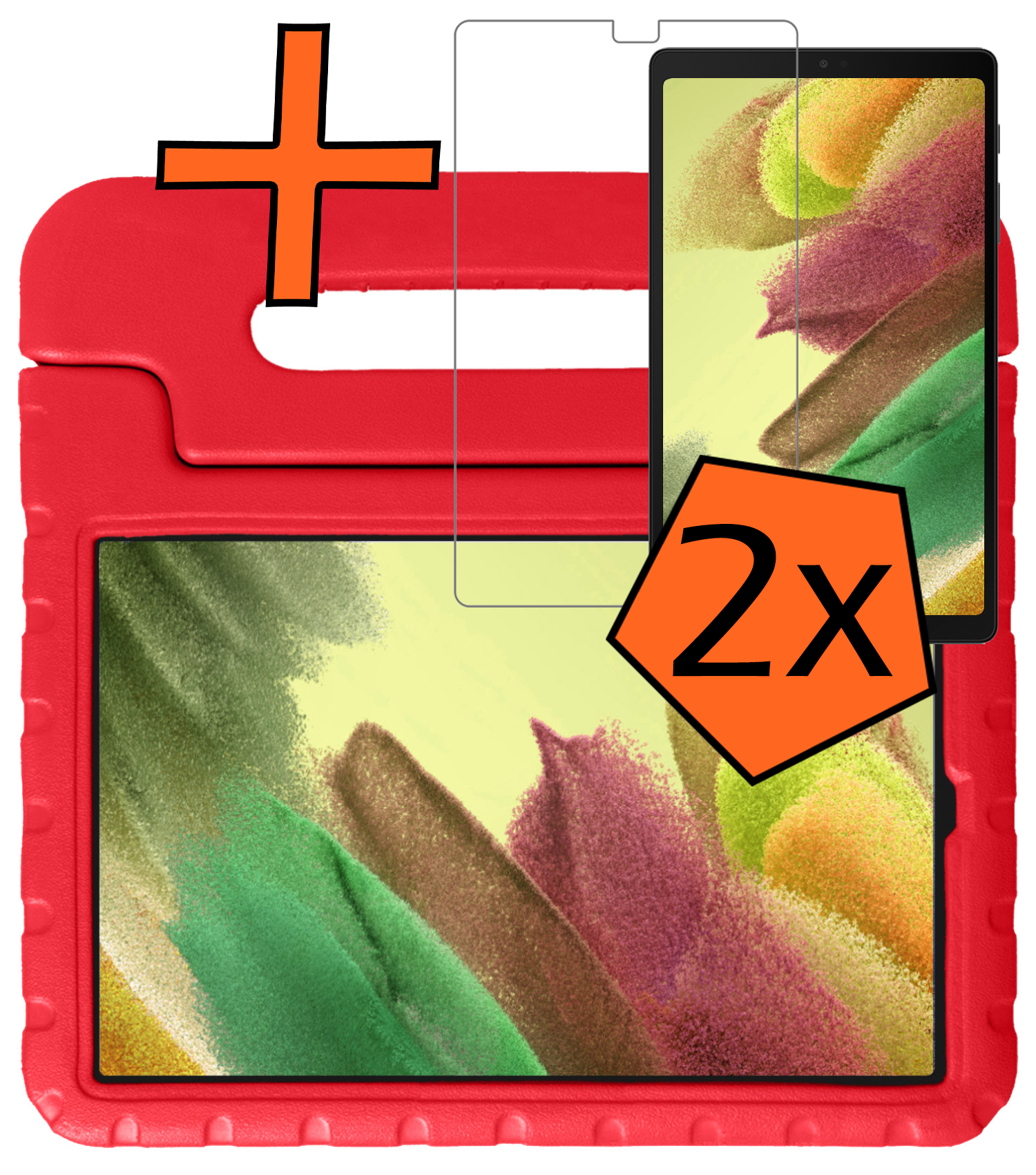 Nomfy Nomfy Samsung Galaxy Tab A7 Lite (2021) Kinderhoes met 2x screenprotector - Zwart