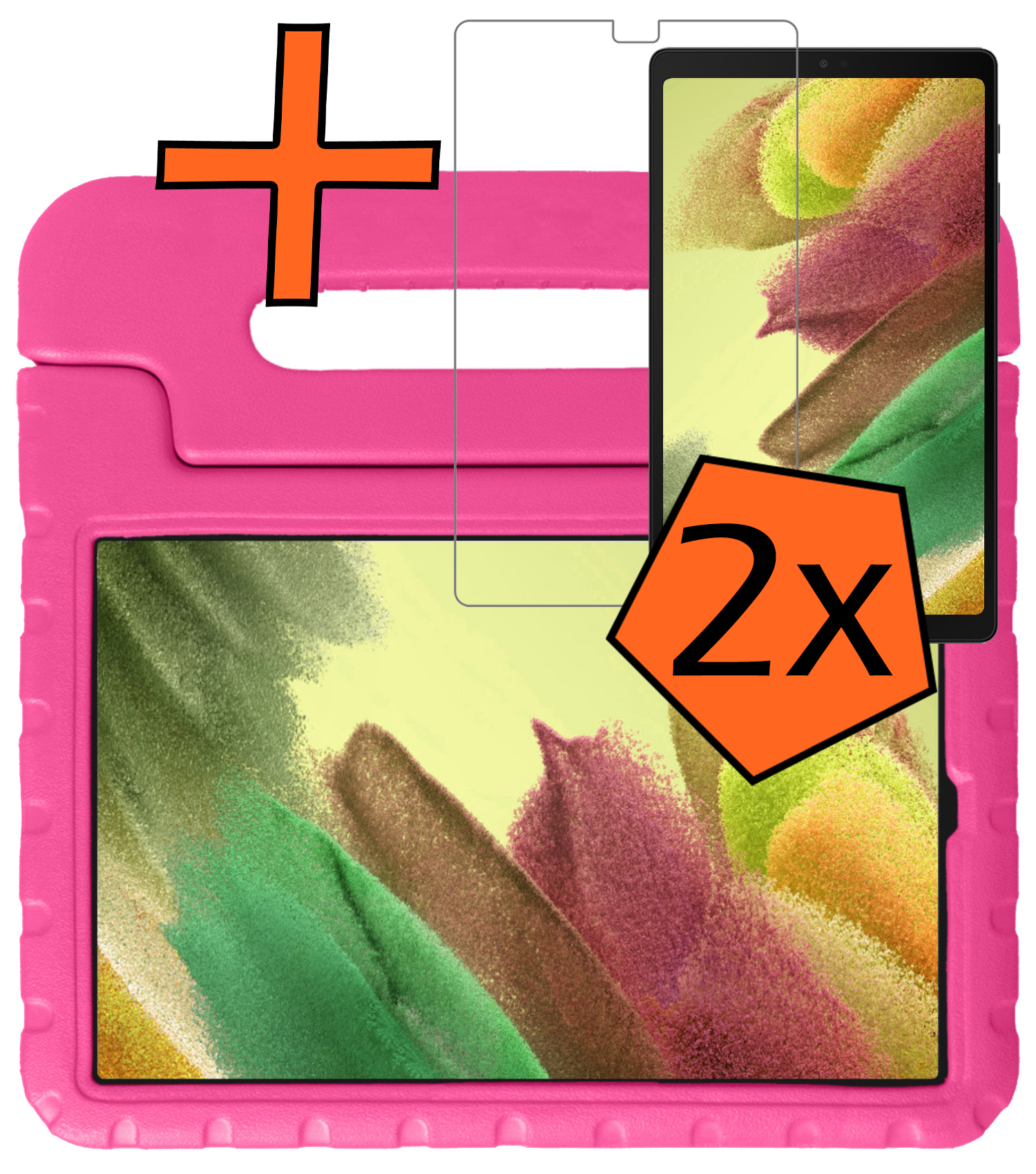 Nomfy Nomfy Samsung Galaxy Tab A7 Lite (2021) Kinderhoes met 2x screenprotector - Rood