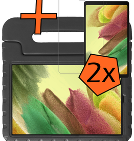 Nomfy Nomfy Samsung Galaxy Tab A7 Lite (2021) Kinderhoes met 2x screenprotector - Zwart