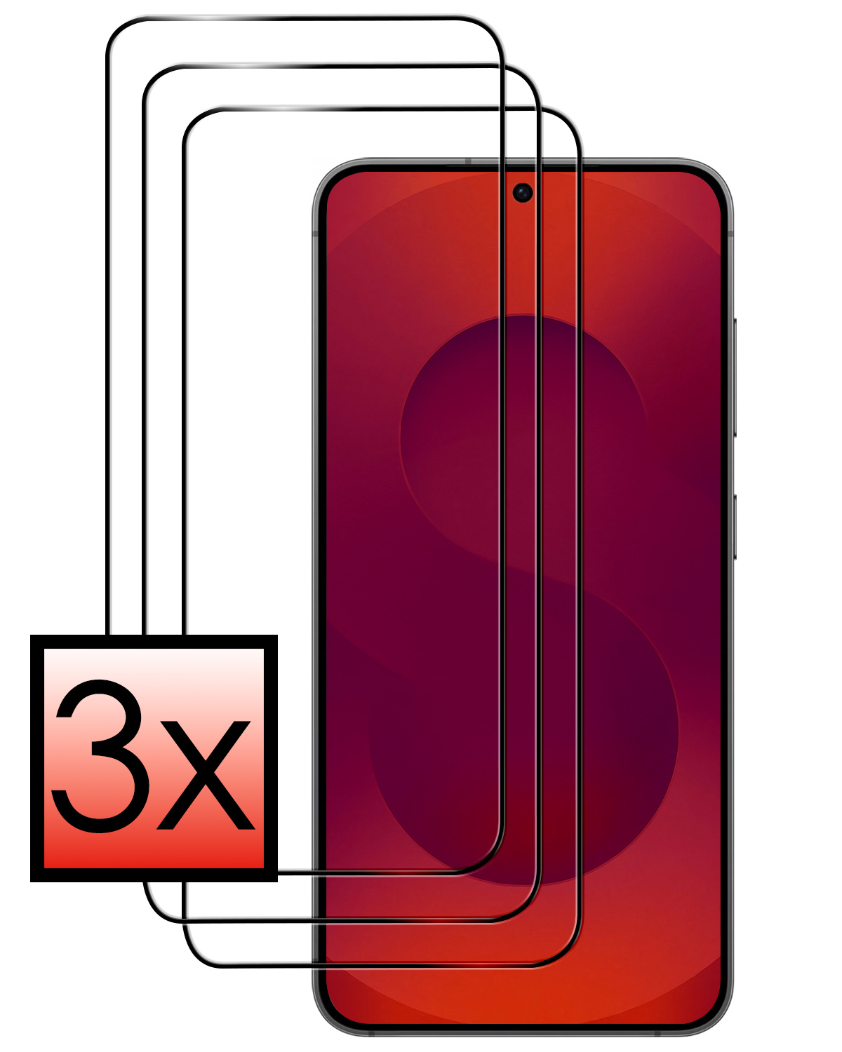 NoXx NoXx Samsung Galaxy S25 Screenprotector Glas Full Cover - 3 PACK