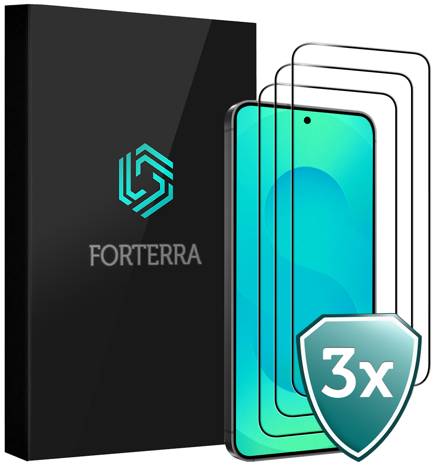 Forterra Forterra Samsung Galaxy S25 Screenprotector Glas Full Cover - 3 PACK