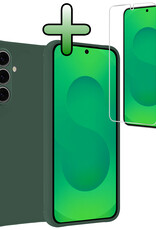 BASEY. BASEY. Samsung Galaxy S25 Hoesje Siliconen Met Screenprotector - Donkergroen