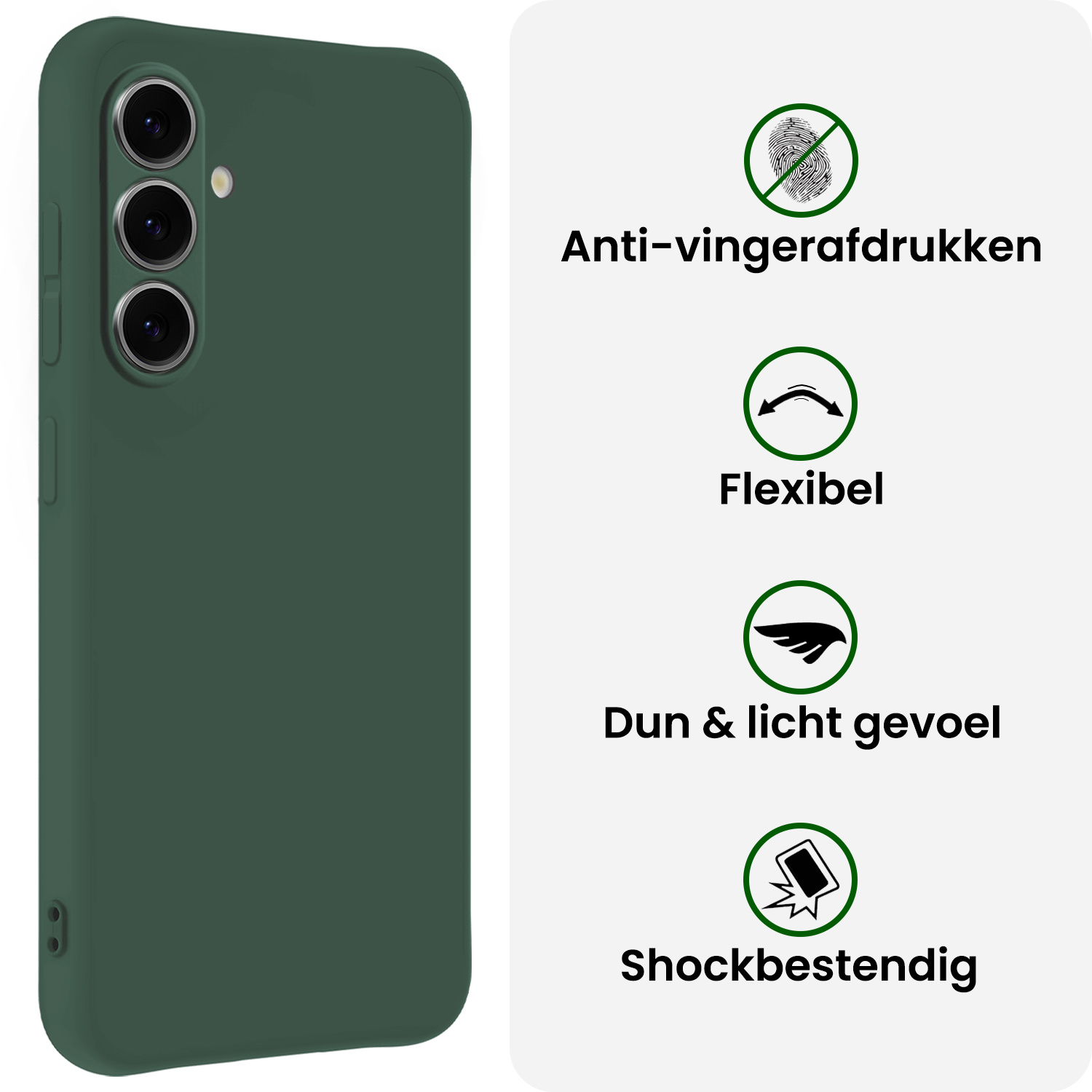 BASEY. BASEY. Samsung Galaxy S25 Hoesje Siliconen Met Screenprotector - Donkergroen