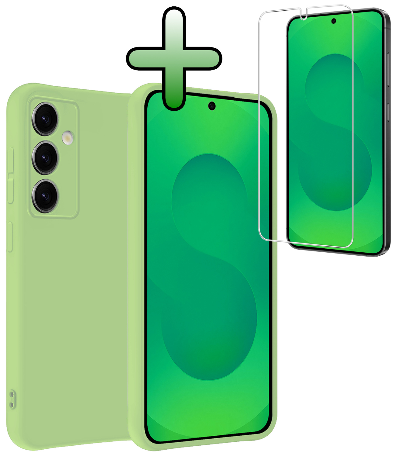 BASEY. BASEY. Samsung Galaxy S25 Hoesje Siliconen Met Screenprotector - Groen