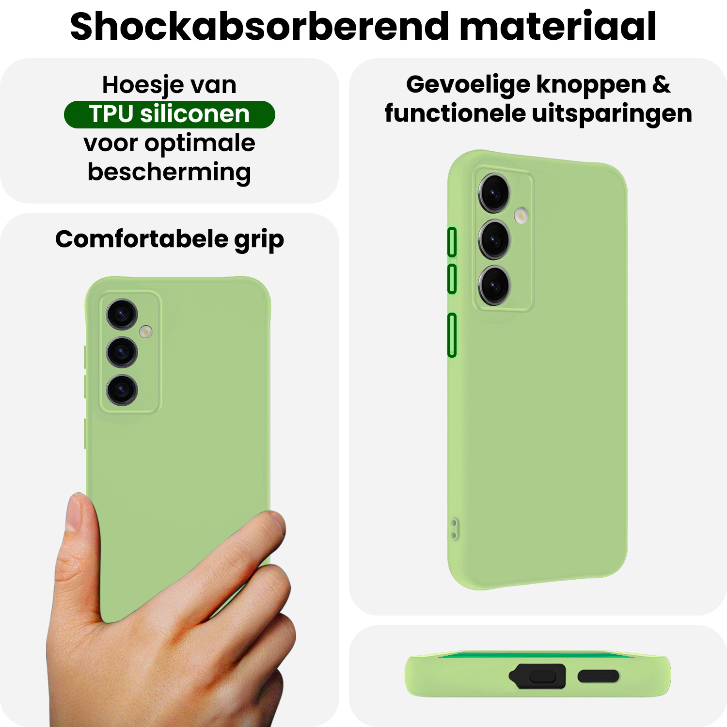 BASEY. BASEY. Samsung Galaxy S25 Hoesje Siliconen Met Screenprotector - Groen