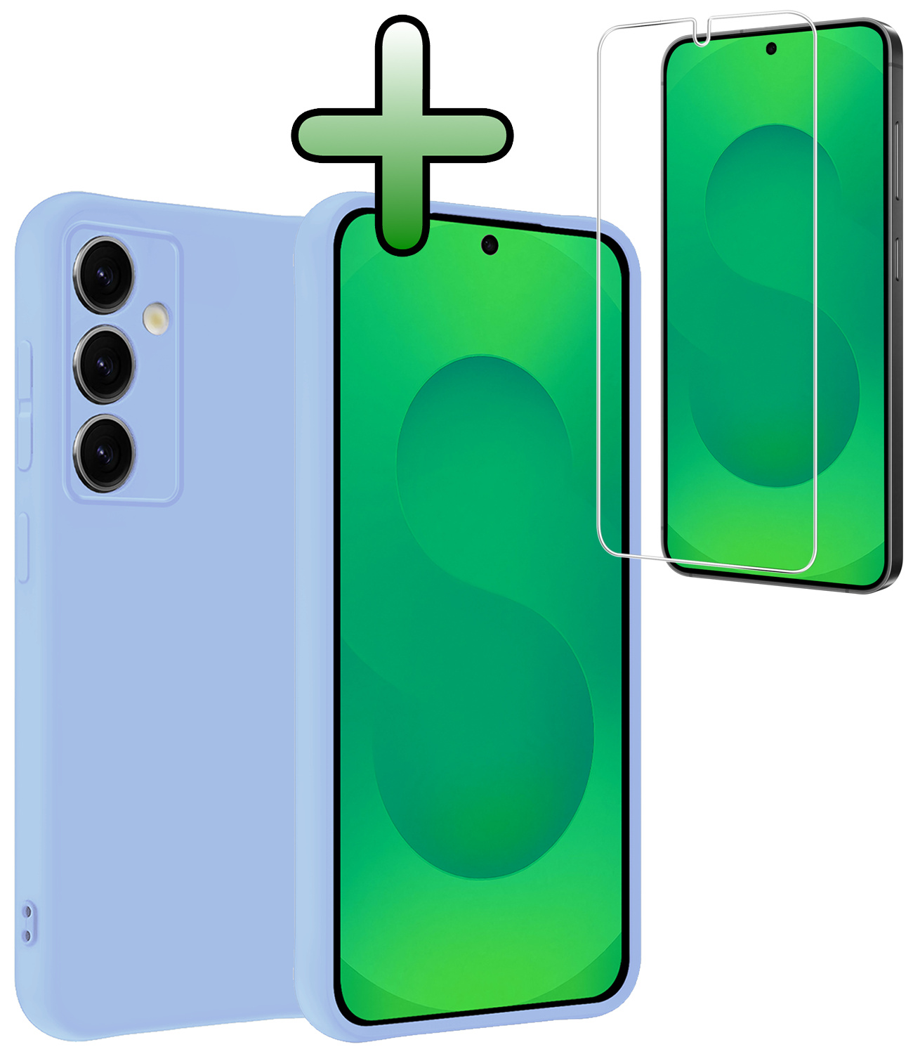 BASEY. BASEY. Samsung Galaxy S25 Hoesje Siliconen Met Screenprotector - Lichtblauw