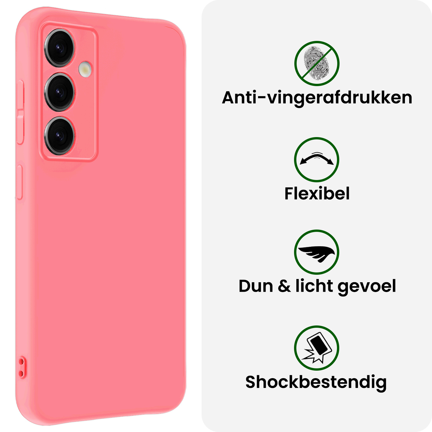 BASEY. BASEY. Samsung Galaxy S25 Hoesje Siliconen Met Screenprotector - Lichtroze