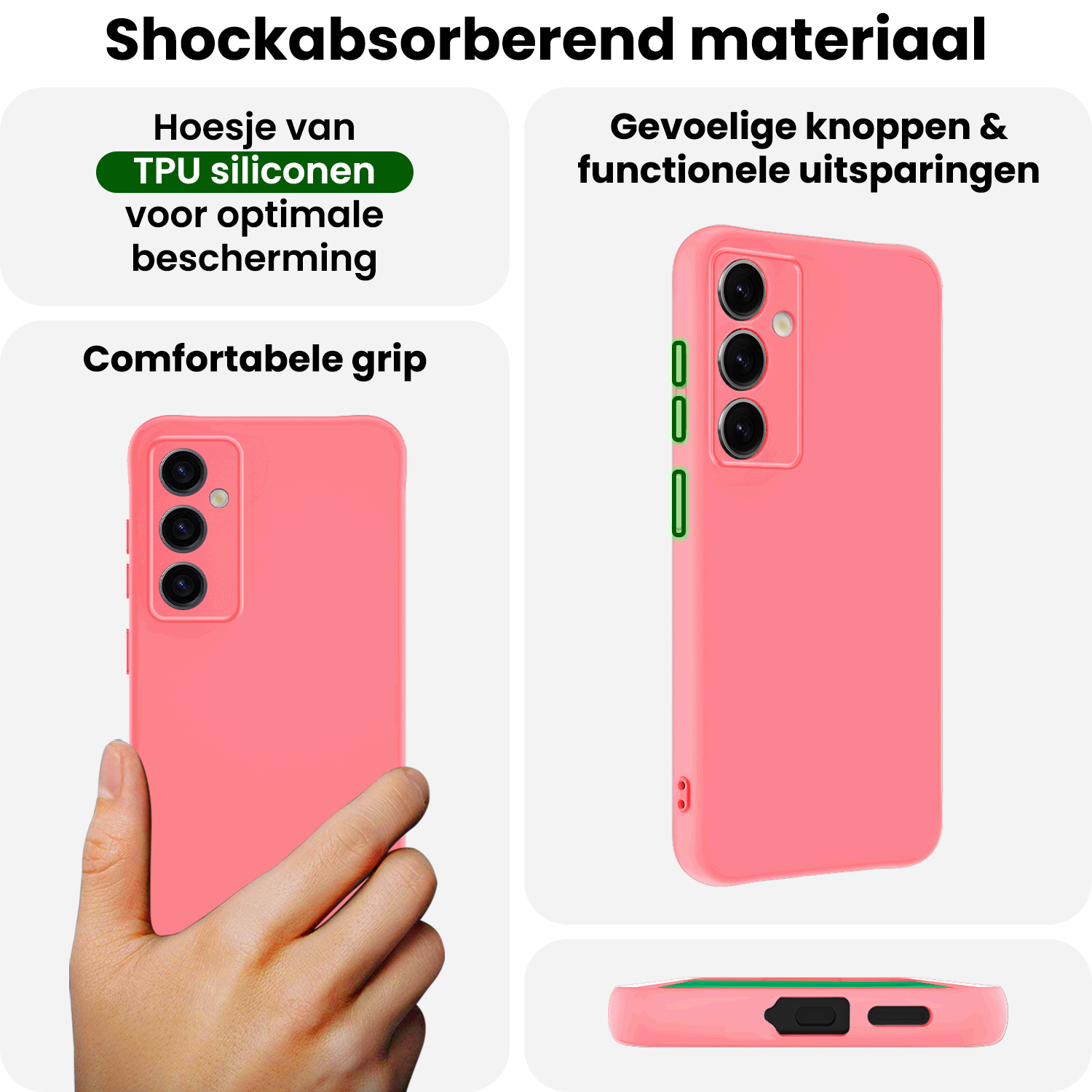 BASEY. BASEY. Samsung Galaxy S25 Hoesje Siliconen Met Screenprotector - Lichtroze