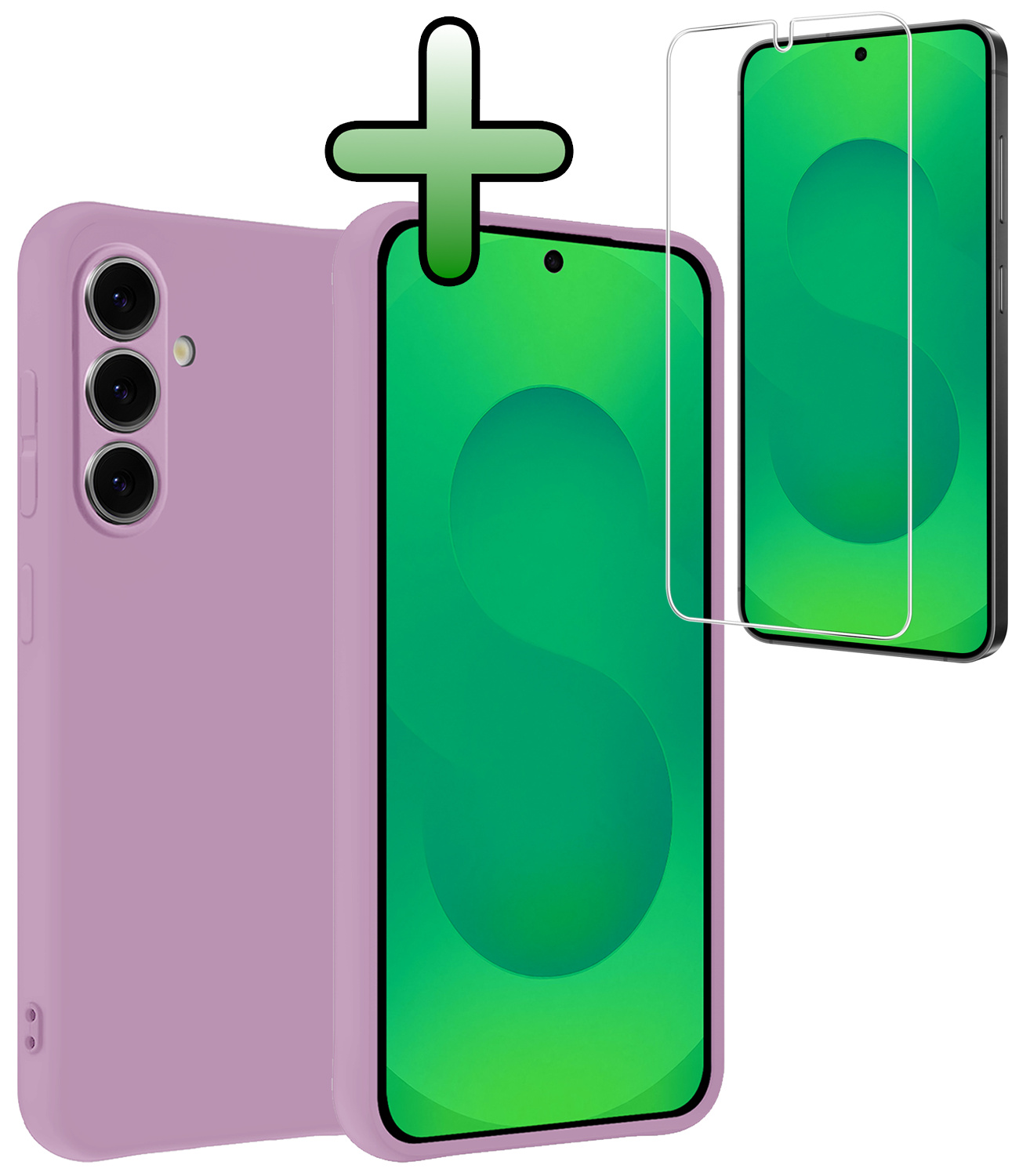 BASEY. BASEY. Samsung Galaxy S25 Hoesje Siliconen Met Screenprotector - Lila