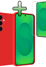 BASEY. BASEY. Samsung Galaxy S25 Hoesje Siliconen Met Screenprotector - Rood