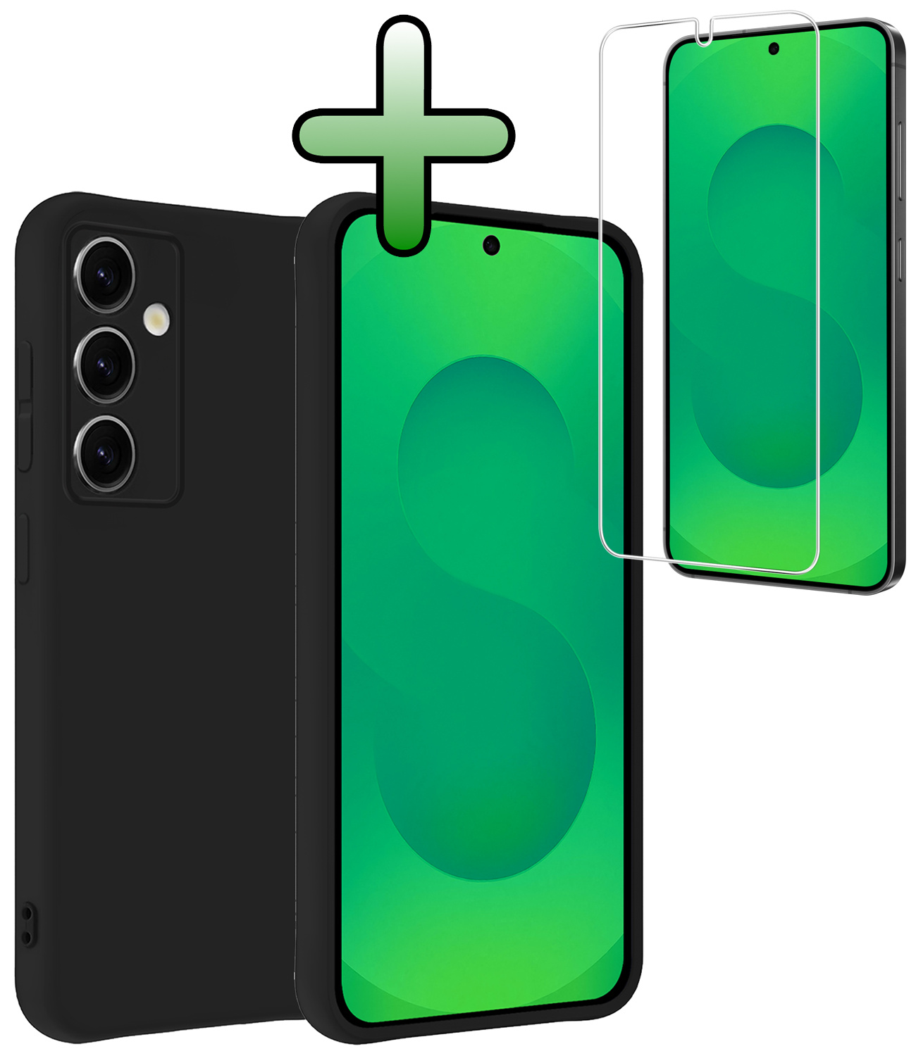 BASEY. BASEY. Samsung Galaxy S25 Hoesje Siliconen Met Screenprotector - Zwart