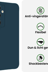 BASEY. BASEY. Samsung Galaxy S25 Hoesje Siliconen Met 2x Screenprotector - Donkerblauw