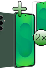 BASEY. BASEY. Samsung Galaxy S25 Hoesje Siliconen Met 2x Screenprotector - Donkergroen