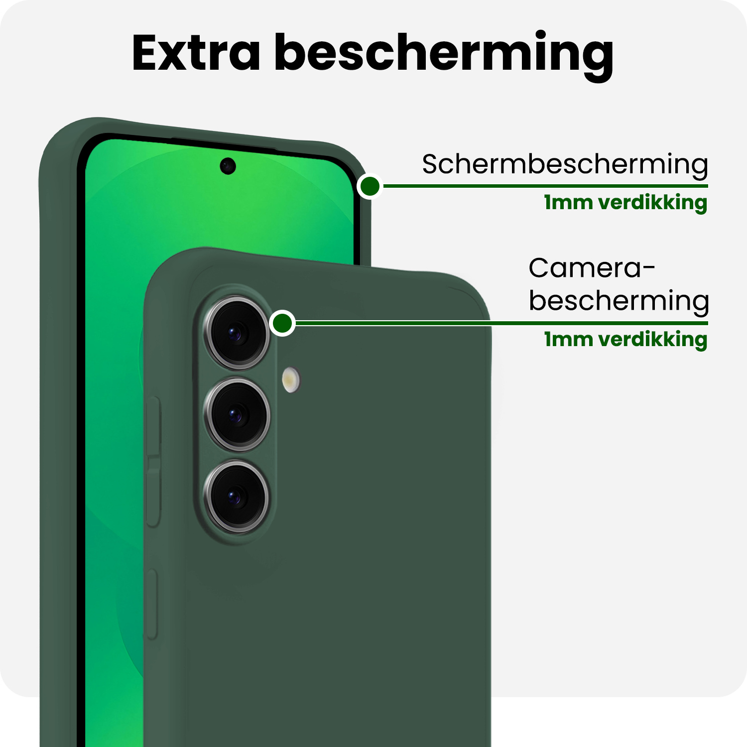 BASEY. BASEY. Samsung Galaxy S25 Hoesje Siliconen Met 2x Screenprotector - Donkergroen