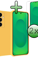 BASEY. BASEY. Samsung Galaxy S25 Hoesje Siliconen Met 2x Screenprotector - Geel