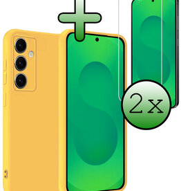 BASEY. BASEY. Samsung Galaxy S25 Hoesje Siliconen Met 2x Screenprotector - Geel