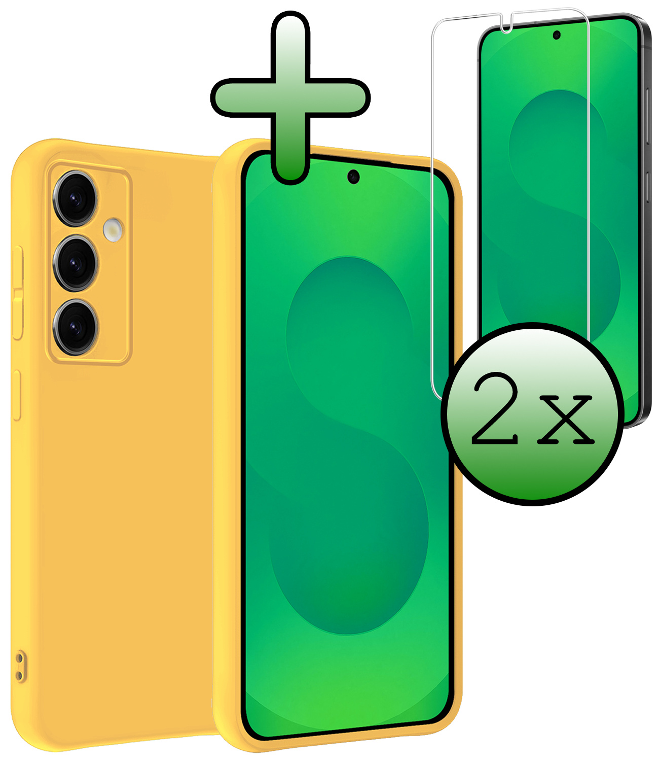 BASEY. BASEY. Samsung Galaxy S25 Hoesje Siliconen Met 2x Screenprotector - Geel