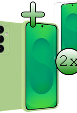 BASEY. BASEY. Samsung Galaxy S25 Hoesje Siliconen Met 2x Screenprotector - Groen