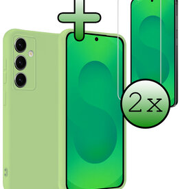 BASEY. BASEY. Samsung Galaxy S25 Hoesje Siliconen Met 2x Screenprotector - Groen