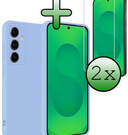 BASEY. BASEY. Samsung Galaxy S25 Hoesje Siliconen Met 2x Screenprotector - Lichtblauw