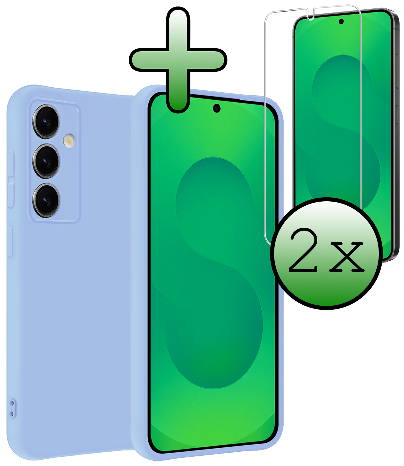 BASEY. BASEY. Samsung Galaxy S25 Hoesje Siliconen Met 2x Screenprotector - Lichtblauw