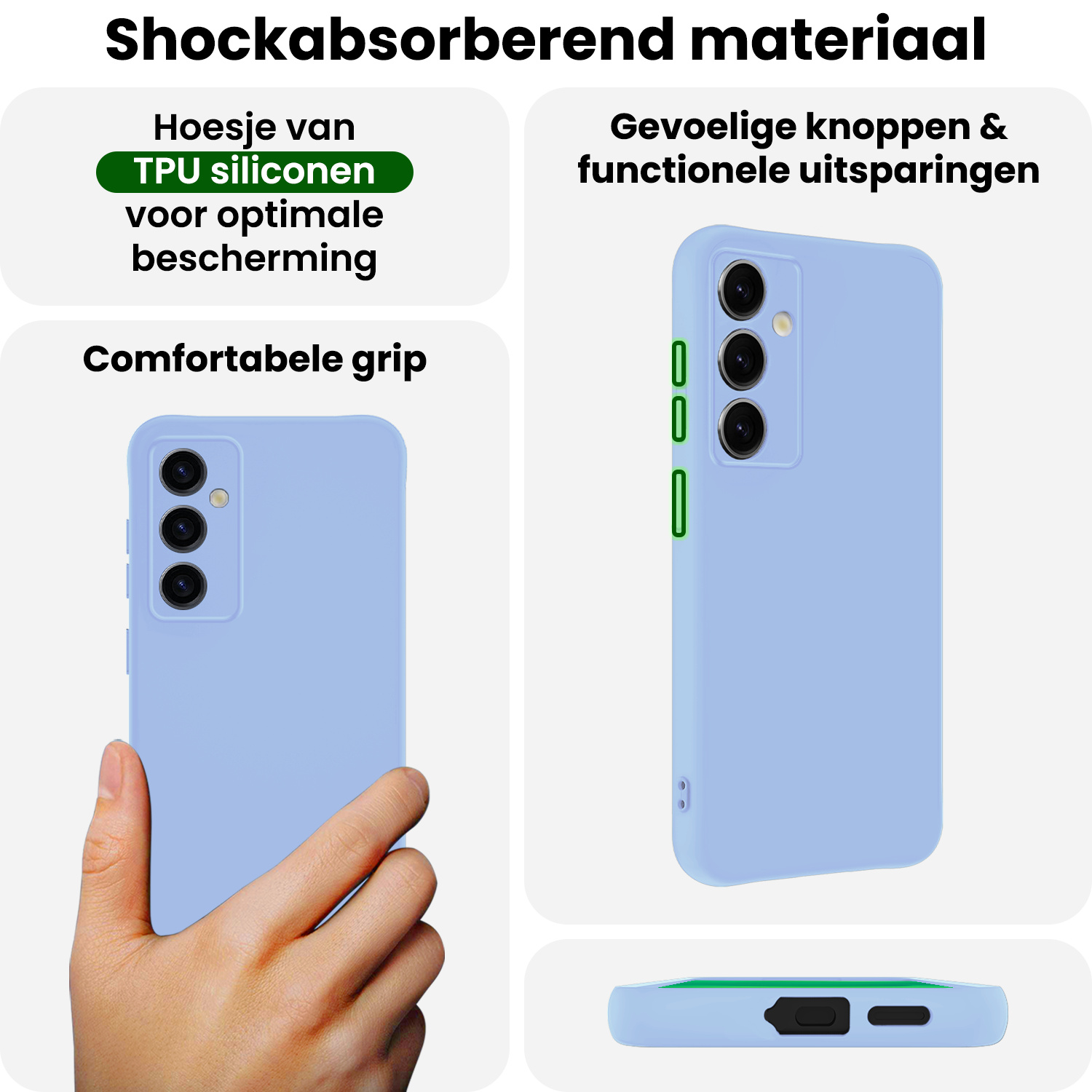 BASEY. BASEY. Samsung Galaxy S25 Hoesje Siliconen Met 2x Screenprotector - Lichtblauw
