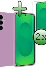 BASEY. BASEY. Samsung Galaxy S25 Hoesje Siliconen Met 2x Screenprotector - Lila