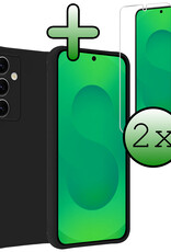 BASEY. BASEY. Samsung Galaxy S25 Hoesje Siliconen Met 2x Screenprotector - Zwart