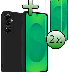 BASEY. BASEY. Samsung Galaxy S25 Hoesje Siliconen Met 2x Screenprotector - Zwart