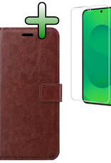 BASEY. BASEY. Samsung Galaxy S25 Hoesje Bookcase Met Screenprotector - Bruin