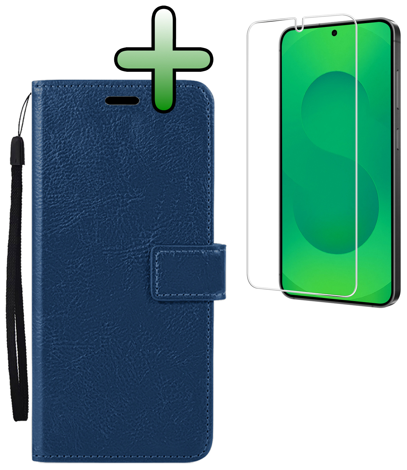 BASEY. BASEY. Samsung Galaxy S25 Hoesje Bookcase Met Screenprotector - Donkerblauw