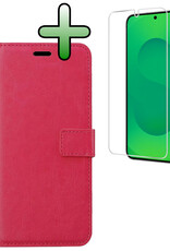 BASEY. BASEY. Samsung Galaxy S25 Hoesje Bookcase Met Screenprotector - Donkerroze