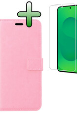 BASEY. BASEY. Samsung Galaxy S25 Hoesje Bookcase Met Screenprotector - Lichtroze